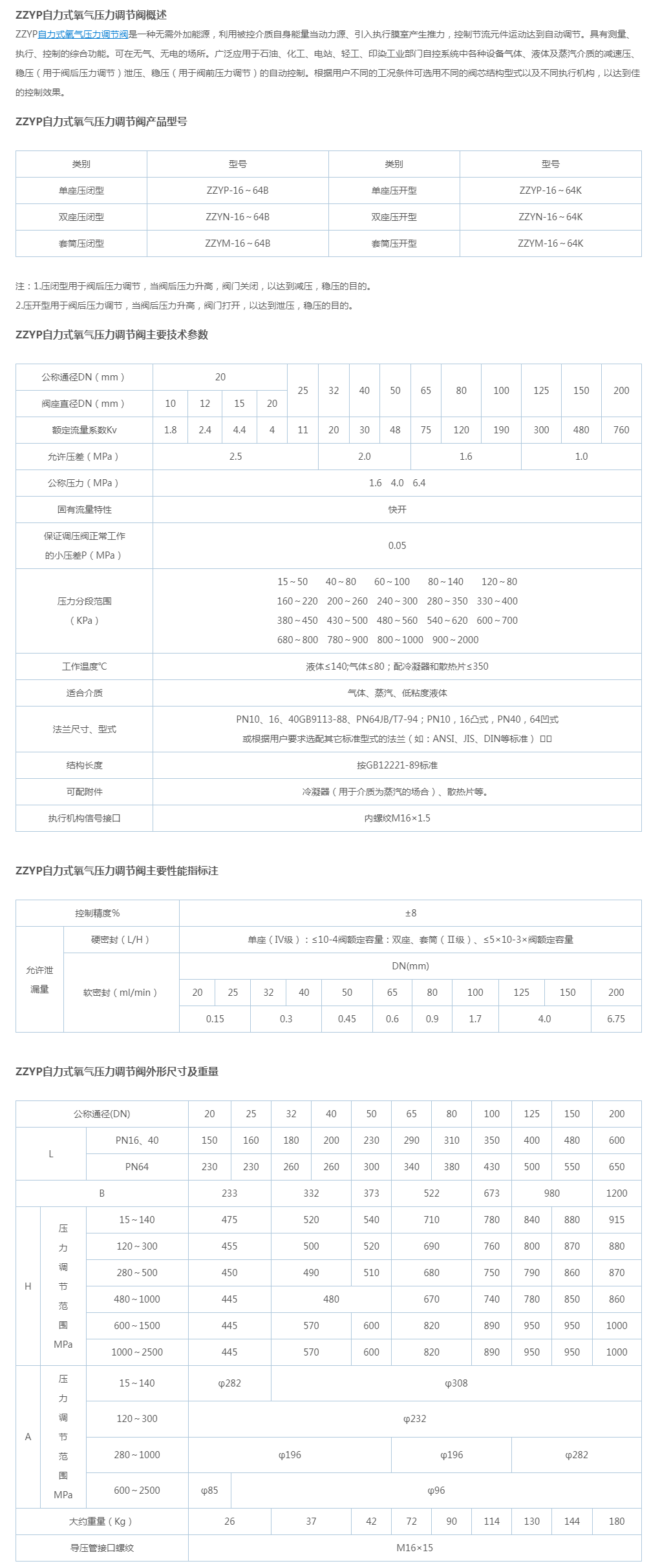 ZZYP自力式氧气压力调节阀