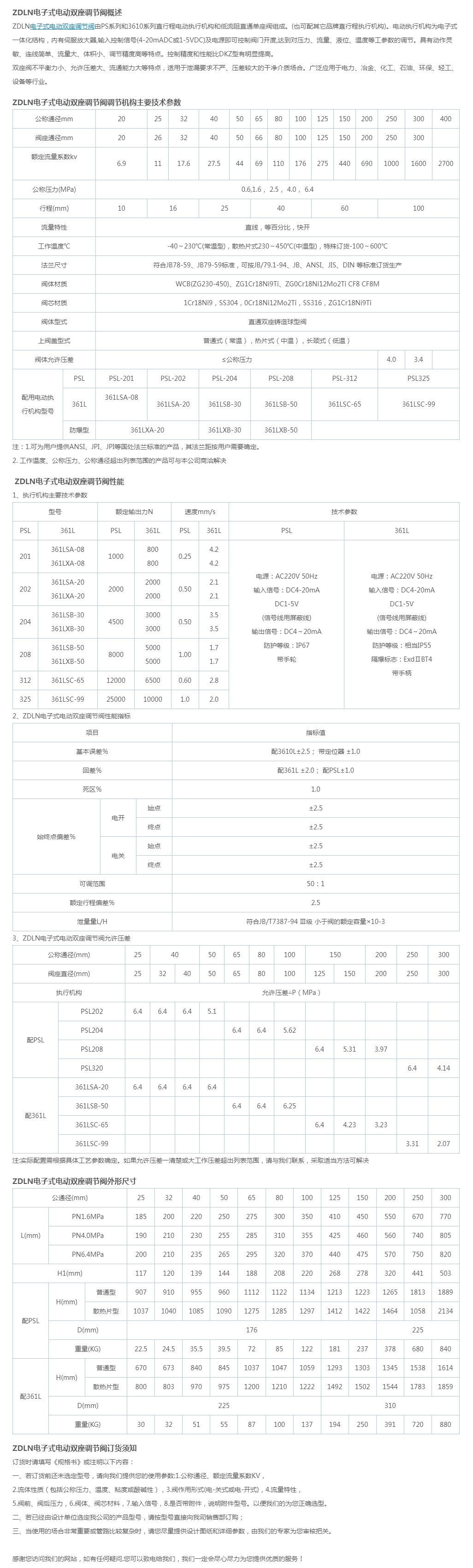ZDLN电子式电动双座调节阀