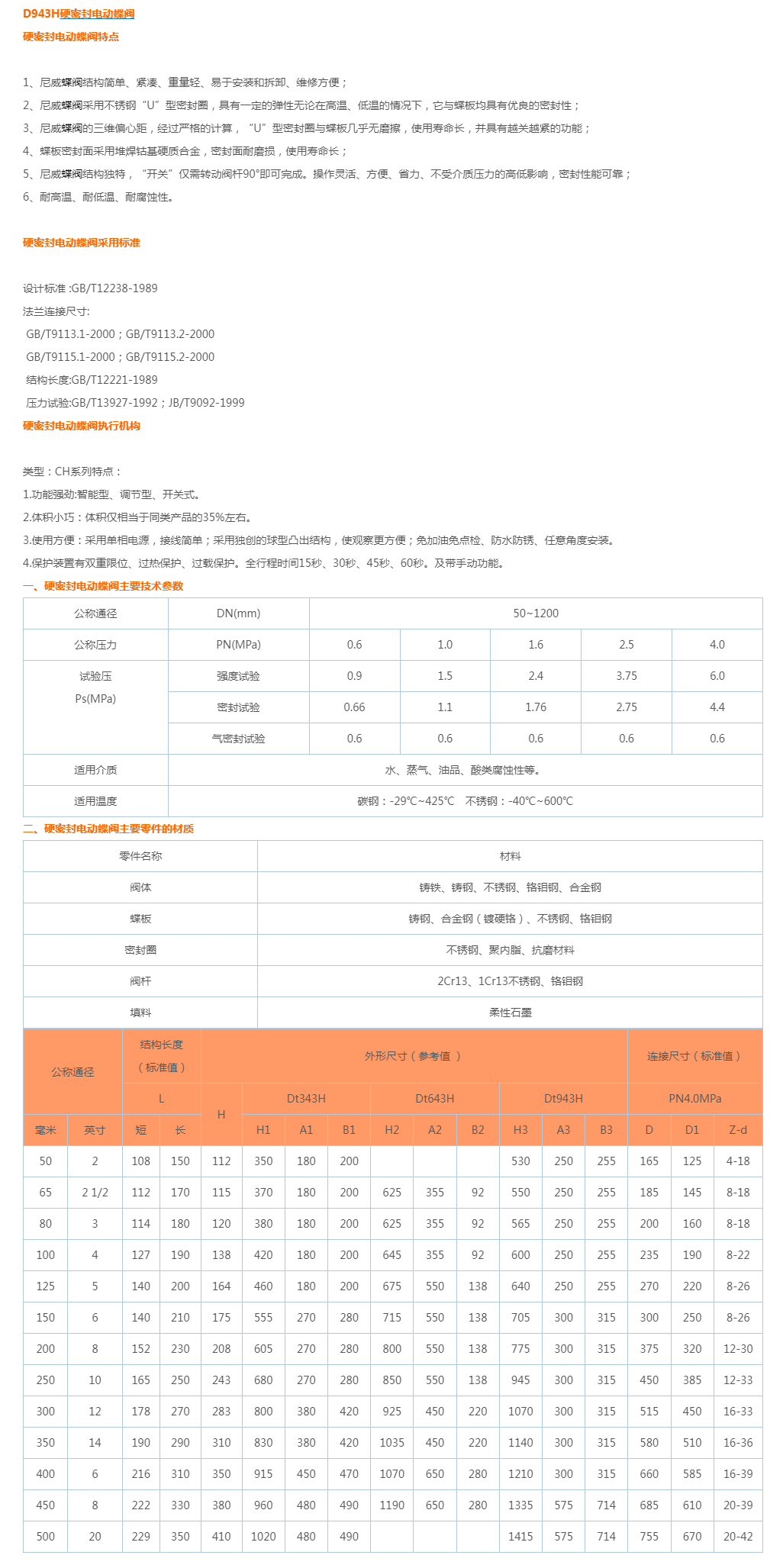 D943H硬密封电动蝶阀