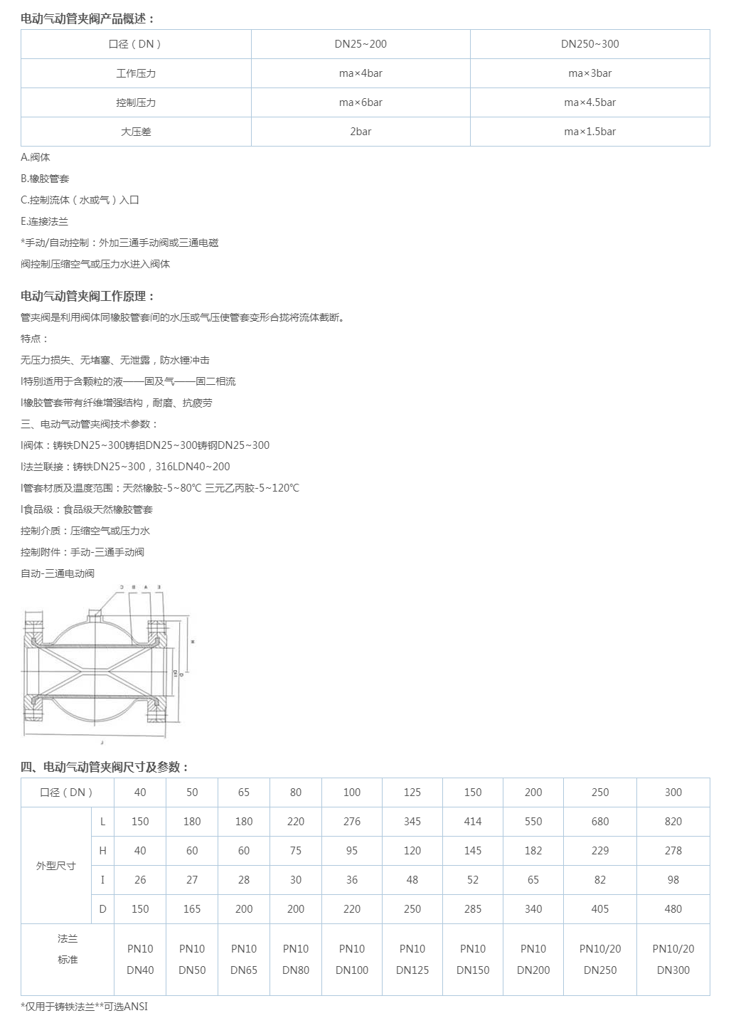 GJ841X电动气动管夹阀