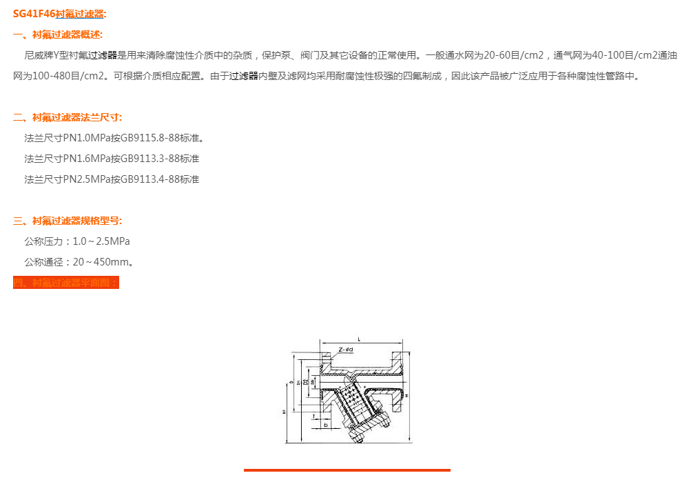 SG41F46衬氟过滤器