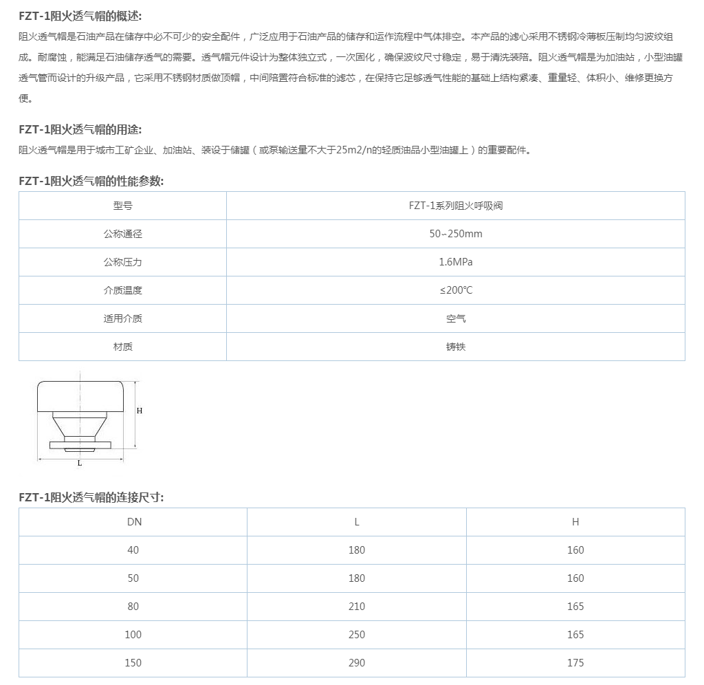 FZT-1阻火透气帽