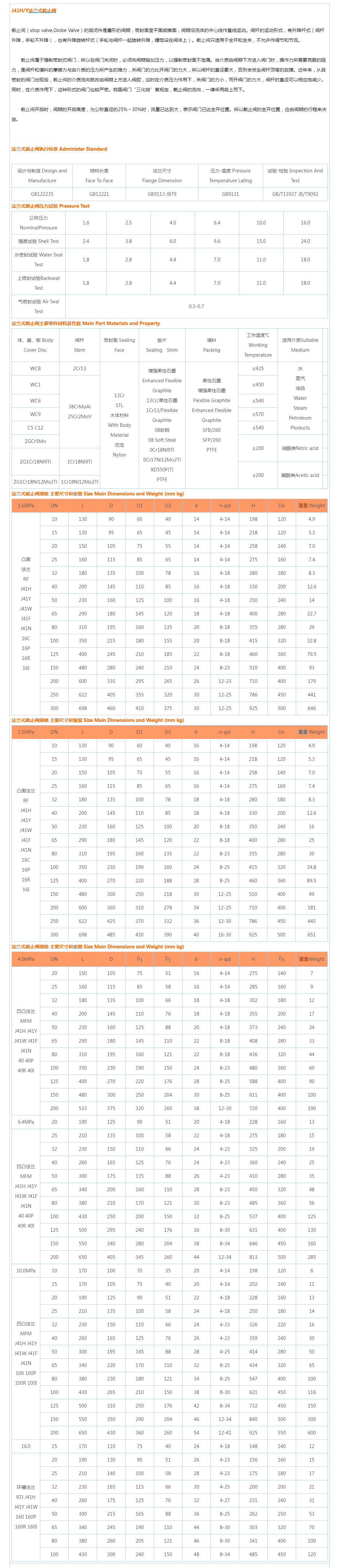 J41H法兰式截止阀