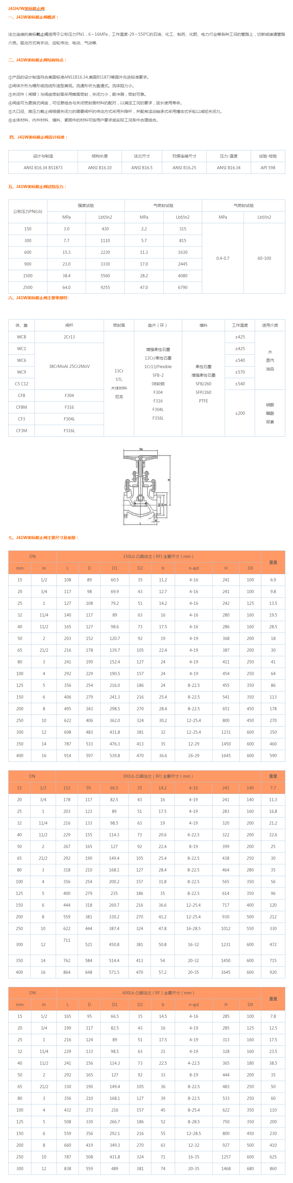 J41HW美标截止阀