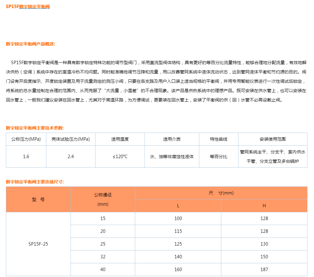 SP15F数字锁定平衡阀