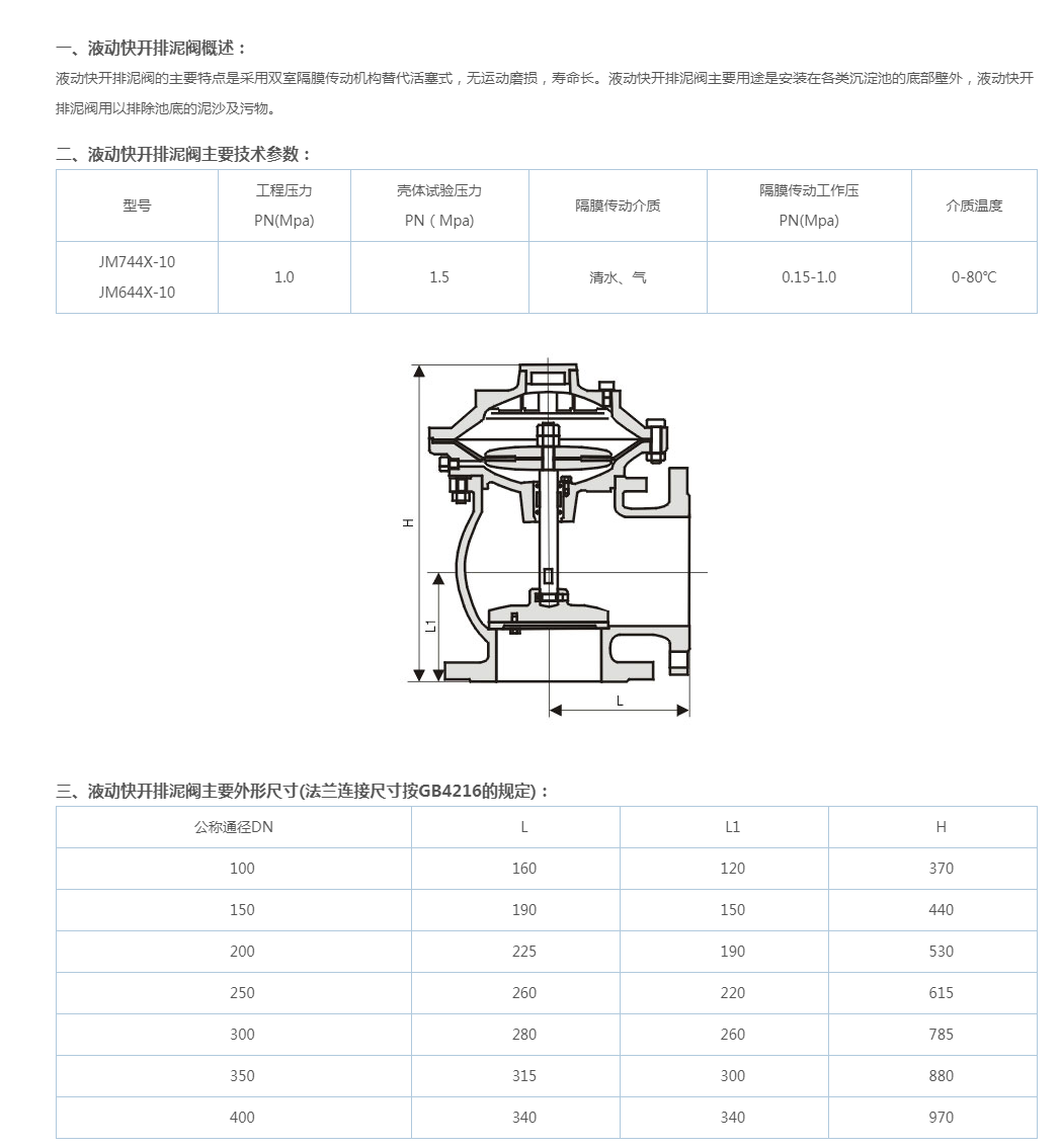 JM744X液动快开排泥阀