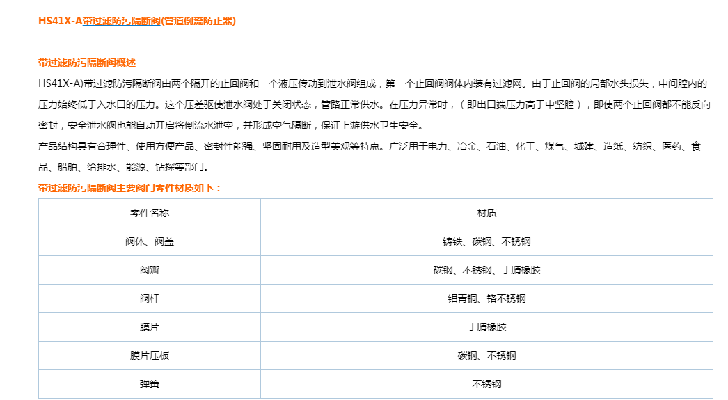 HS41X-A带过滤防污隔断阀(管道倒流防止器)