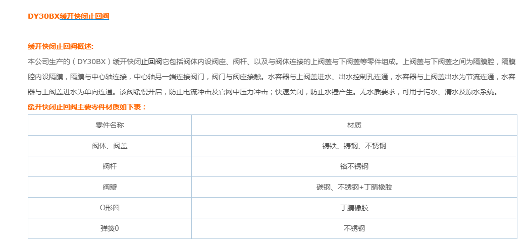 DY30BX缓开快闭止回阀