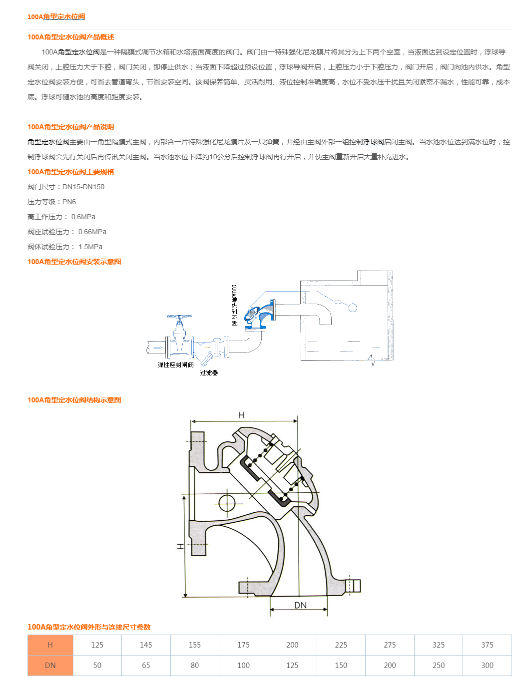 100A角型定水位阀