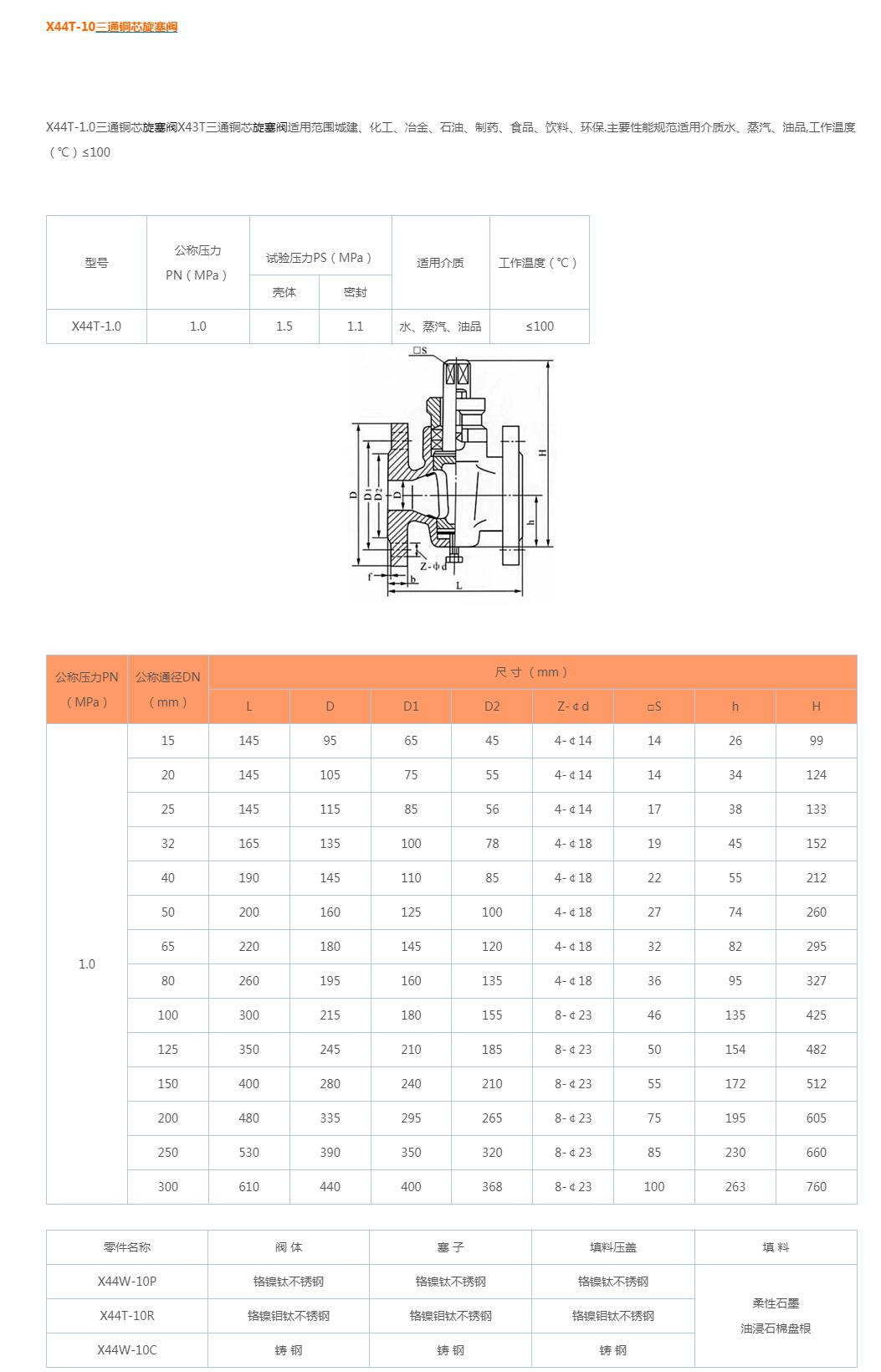 X44T三通铜芯旋塞阀