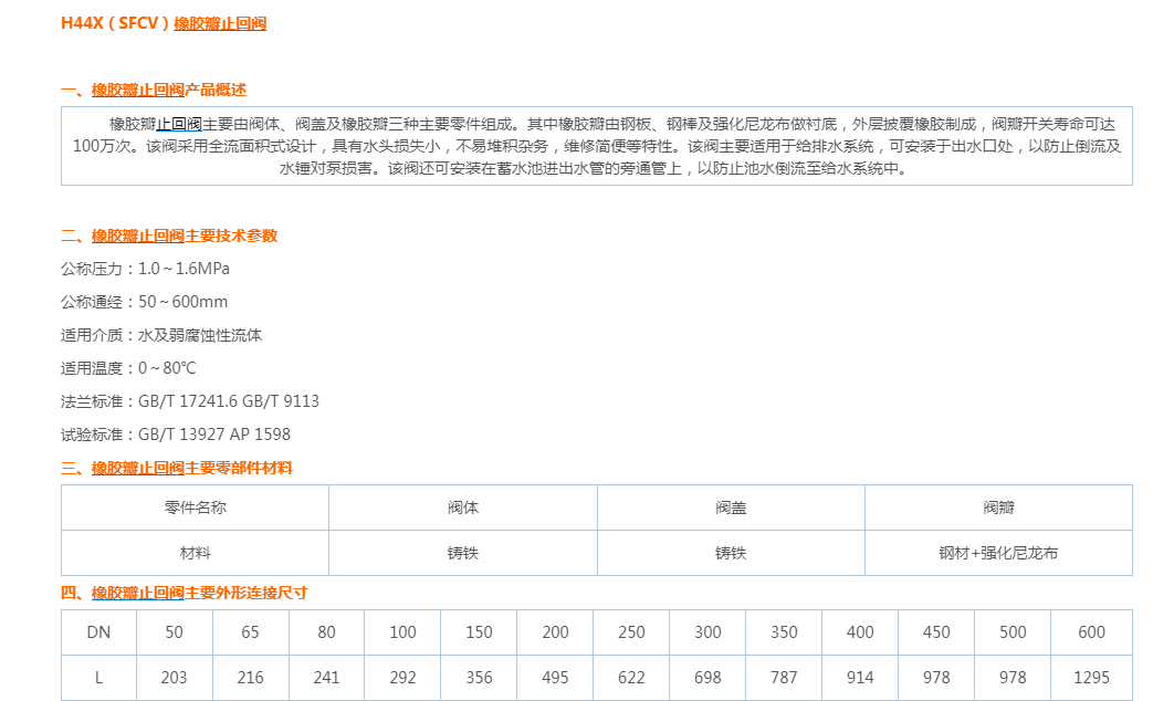 HC44X（SFCV）橡胶瓣止回阀