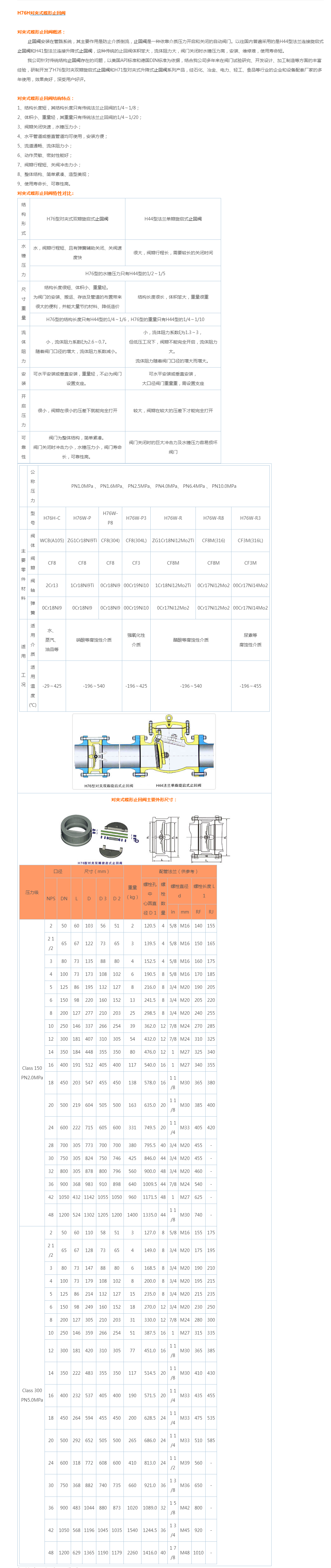H76H不锈钢对夹式蝶形止回阀