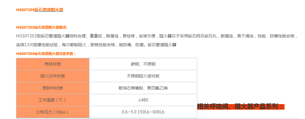 HGS07203砾石管道阻火器
